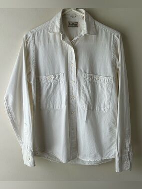 L.L. Bean White Button-Down Shirt with Chest Pockets